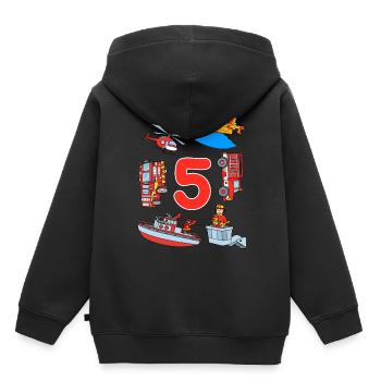 Fire brigade 5th birthday - Kids Premium Organic Hoodie - black - Back - AI Model Kid Male (0cm)