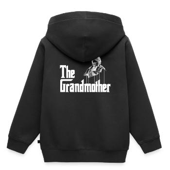 Grand-mère grand-mère grands-parents grand-mère - Sweat Premium à capuche enfant bio - noir - Dos - AI Model Kid Male (0cm)