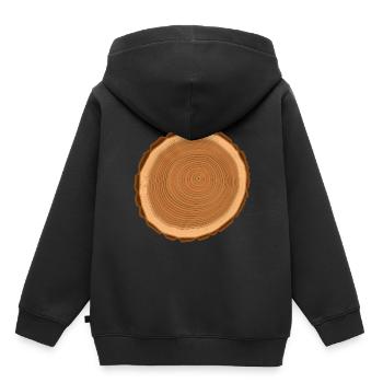Holz - Kinder Premium Organic Hoodie - Schwarz - Hinten - AI Model Kid Male (0cm)