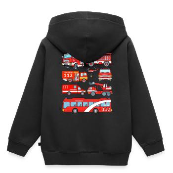 Feuerwehr Fahrzeuge Deutschland - Kinder Premium Organic Hoodie - Schwarz - Hinten - AI Model Kid Male (0cm)