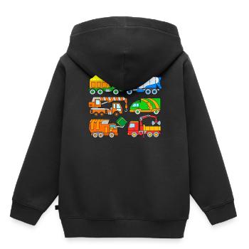 Camions camions - Sweat Premium à capuche enfant bio - noir - Dos - AI Model Kid Male (0cm)