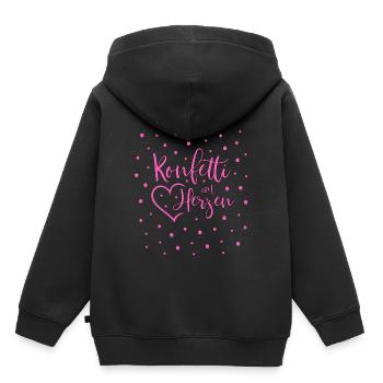 Konfetti im Herzen - Kinder Premium Organic Hoodie - Schwarz - Hinten - AI Model Kid Male (0cm)