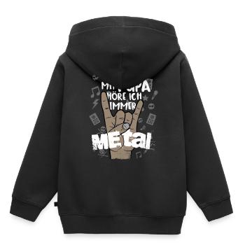 Mit Papa höre ich immer Metal, lustig, heavy metal - Kinder Premium Organic Hoodie - Schwarz - Hinten - AI Model Kid Male (0cm)