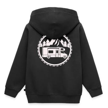 Camping - Caravane de vacances en forêt Outback - Sweat Premium à capuche enfant bio - noir - Dos - AI Model Kid Male (0cm)