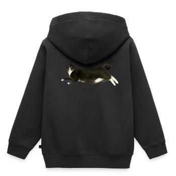Chat gris blanc - Sweat Premium à capuche enfant bio - noir - Dos - AI Model Kid Male (0cm)