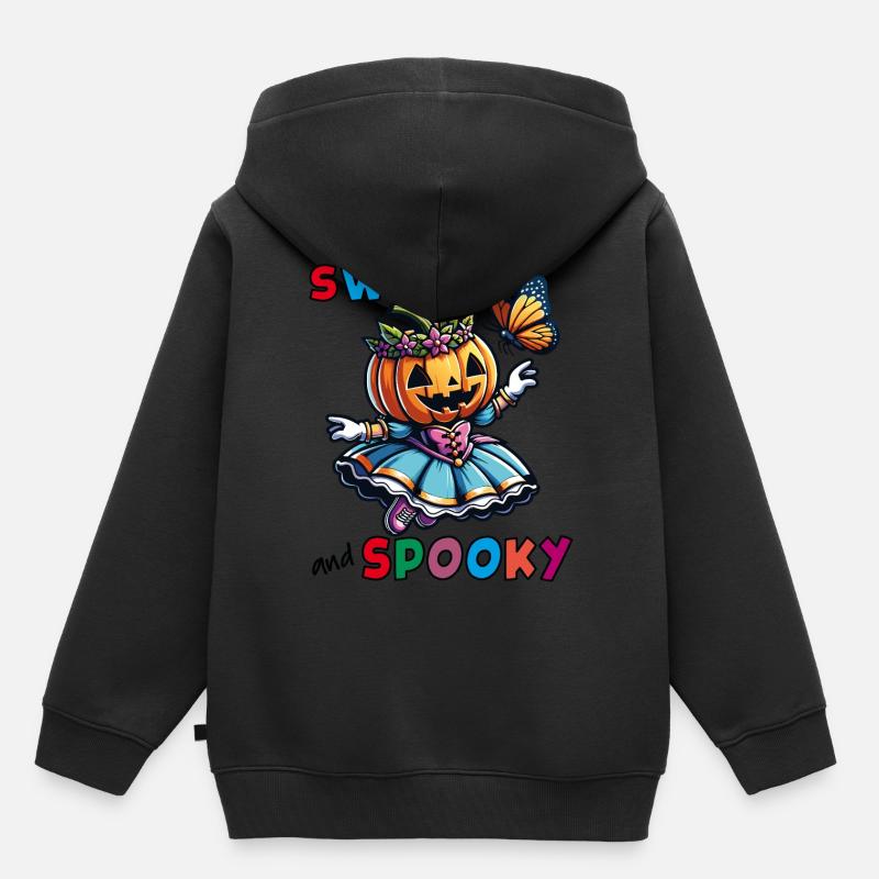 Mignonne princesse d’Halloween avec papillon - Sweat Premium à capuche enfant bio - noir