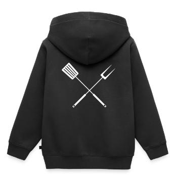 Logo Grillzange Pfannenwender Burger Grillen - Kinder Premium Organic Hoodie - Schwarz - Hinten - AI Model Kid Male (0cm)