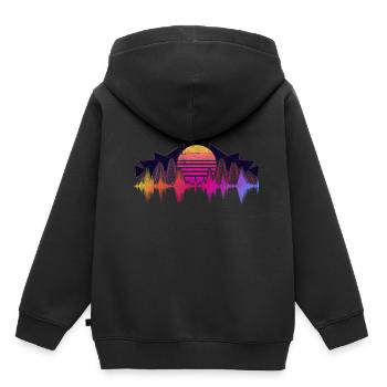 90s Synthwave Sound Engineer Gift Soundwave - Kids Premium Organic Hoodie - black - Back - AI Model Kid Male (0cm)