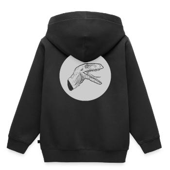 Dinosaure dinosaure raptor dinosaure - Sweat Premium à capuche enfant bio - noir - Dos - AI Model Kid Male (0cm)