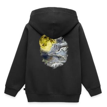 Phantasie Wolf Wölfe mit Mond - Kinder Premium Organic Hoodie - Schwarz - Hinten - AI Model Kid Male (0cm)