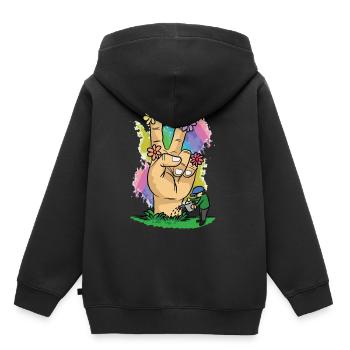 Pouvoir de fleur de paix - Sweat Premium à capuche enfant bio - noir - Dos - AI Model Kid Male (0cm)