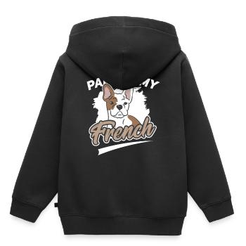 Chien animal de compagnie animal de compagnie français Bulldog - Sweat Premium à capuche enfant bio - noir - Dos - AI Model Kid Male (0cm)