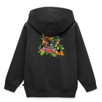 Perroquets gris cacadu - Sweat Premium à capuche enfant bio - noir - Dos - AI Model Kid Male (0cm)