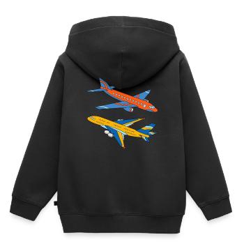 Große Flugzeuge - Kinder Premium Organic Hoodie - Schwarz - Hinten - AI Model Kid Male (0cm)