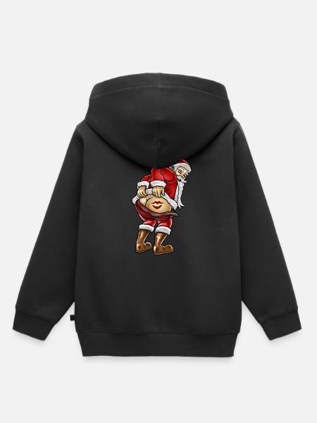 Santa Claus Weihnachtsmann - Premium børne hættetrøje økologisk - sort