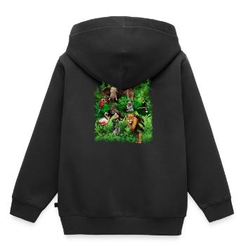 Jungle animals elephant parrot flamingo sloth - Kids Premium Organic Hoodie - black - Back - AI Model Kid Male (0cm)