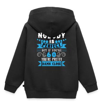 60ème anniversaire Idée Cadeau - Sweat Premium à capuche enfant bio - noir - Dos - AI Model Kid Male (0cm)