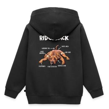 Rhodesian Ridgeback - Sweat Premium à capuche enfant bio - noir - Dos - AI Model Kid Male (0cm)