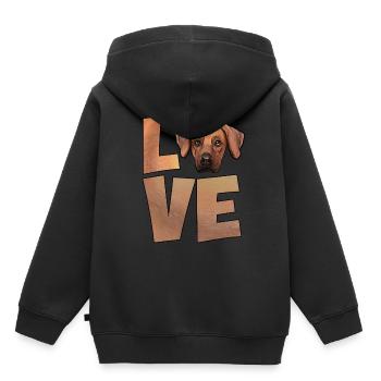 Rhodesian Ridgeback - Sweat Premium à capuche enfant bio - noir - Dos - AI Model Kid Male (0cm)