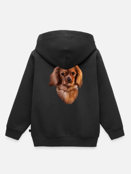Pies Cavalier King Charles - Premium børne hættetrøje økologisk - sort