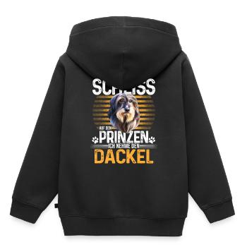 Dackel Dachshund Rauhaardackel - Kinder Premium Organic Hoodie - Schwarz - Hinten - AI Model Kid Male (0cm)
