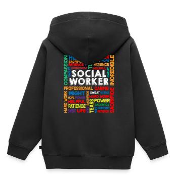 Social Work Month Social Worker Cadeau - Sweat Premium à capuche enfant bio - noir - Dos - AI Model Kid Male (0cm)