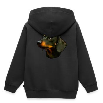 Dachshund dog portrait - Kids Premium Organic Hoodie - black - Back - AI Model Kid Male (0cm)