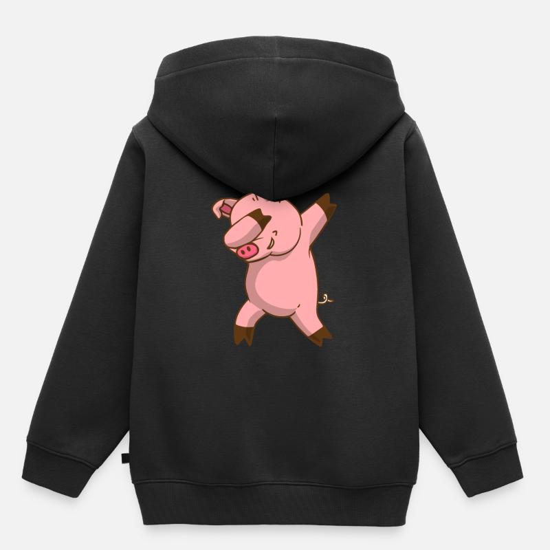 Dabbing Pig Dabbendes Cochon Dab danse ferme - Sweat Premium à capuche enfant bio - noir