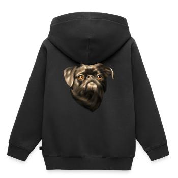 Griffon nain du Brabant - Sweat Premium à capuche enfant bio - noir - Dos - AI Model Kid Male (0cm)