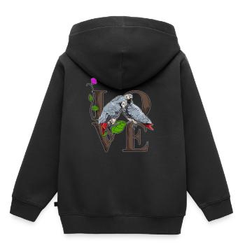 Graupapagei Sittich - Kinder Premium Organic Hoodie - Schwarz - Hinten - AI Model Kid Male (0cm)