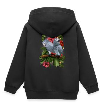 Graupapagei Sittich - Kinder Premium Organic Hoodie - Schwarz - Hinten - AI Model Kid Male (0cm)
