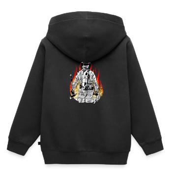 Pompier flammes pompiers volontaires - Sweat Premium à capuche enfant bio - noir - Dos - AI Model Kid Male (0cm)