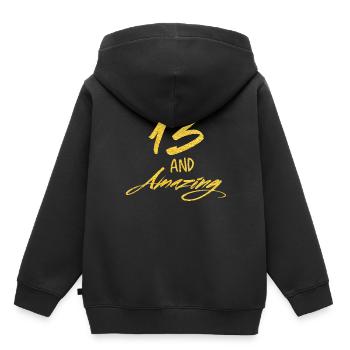 13 und erstaunlich 13 Jahre alt 13. Geburtstag - Kinder Premium Organic Hoodie - Schwarz - Hinten - AI Model Kid Male (0cm)