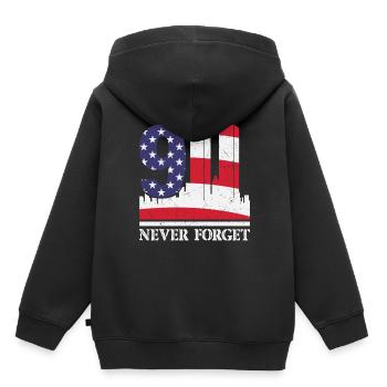 9-11 20 Never Forget Year Anniversary - Kinder Premium Organic Hoodie - Schwarz - Hinten - AI Model Kid Male (0cm)
