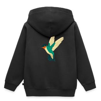 Colibri à gorge rubis Colibri Oiseau Colibri - Sweat Premium à capuche enfant bio - noir - Dos - AI Model Kid Male (0cm)