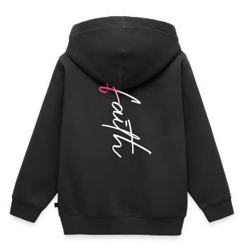 Faith Pink Ribbon Christian Breast Cancer - Kids Premium Organic Hoodie - black - Back - AI Model Kid Male (0cm)