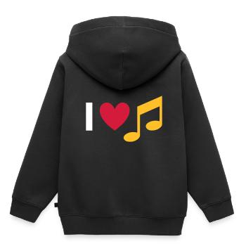 Ich liebe Musik (Herz, Note) - Kinder Premium Organic Hoodie - Schwarz - Hinten - AI Model Kid Male (0cm)