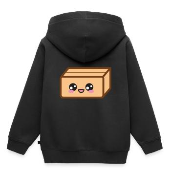 Emballage emballage déménagement - Sweat Premium à capuche enfant bio - noir - Dos - AI Model Kid Male (0cm)