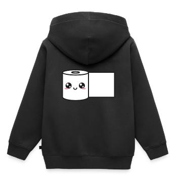 Papier toilette Kawaii Doux - Sweat Premium à capuche enfant bio - noir - Dos - AI Model Kid Male (0cm)
