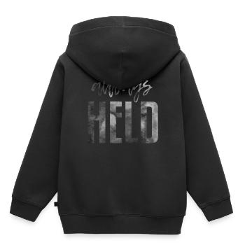 Alltags Held - Kinder Premium Organic Hoodie - Schwarz - Hinten - AI Model Kid Male (0cm)