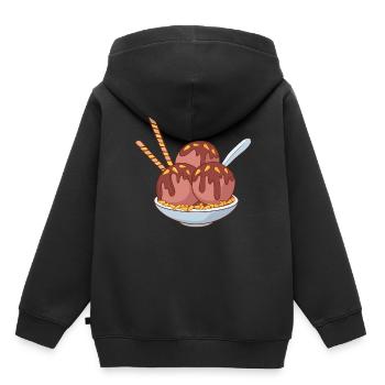 Crème glacée, crème glacée, crème glacée, crème glacée, boule, crème glacée, sundae - Sweat Premium à capuche enfant bio - noir - Dos - AI Model Kid Male (0cm)