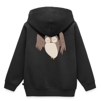 Eule Kauz - Kinder Premium Organic Hoodie - Schwarz - Hinten - AI Model Kid Male (0cm)