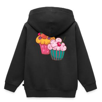 Cupcake Muffin Gâteau à la confiserie - Sweat Premium à capuche enfant bio - noir - Dos - AI Model Kid Male (0cm)