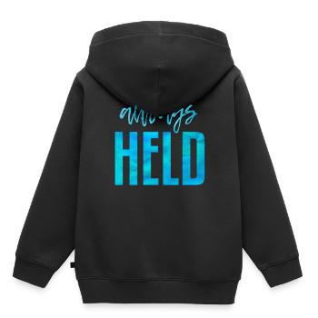 Alltags Held - Kinder Premium Organic Hoodie - Schwarz - Hinten - AI Model Kid Male (0cm)