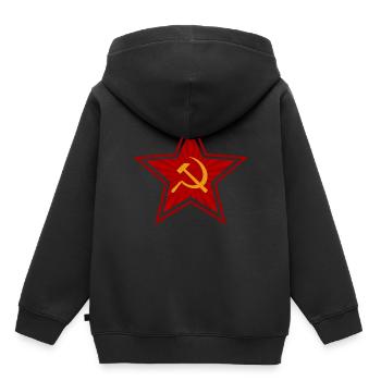 Communannes Étoile Rouge - Idée cadeau - Sweat Premium à capuche enfant bio - noir - Dos - AI Model Kid Male (0cm)