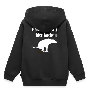 Mon chien peut chier ici | Chien défait - Sweat Premium à capuche enfant bio - noir - Dos - AI Model Kid Male (0cm)