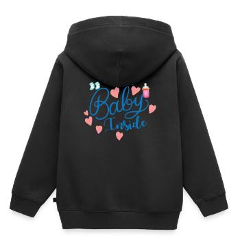 idée de cadeau naissance bébé enfant né naissance - Sweat Premium à capuche enfant bio - noir - Dos - AI Model Kid Male (0cm)