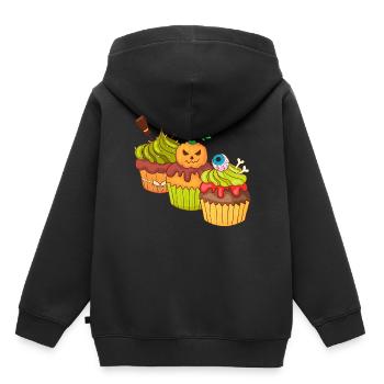 Gâteau au muffin Halloween - Sweat Premium à capuche enfant bio - noir - Dos - AI Model Kid Male (0cm)