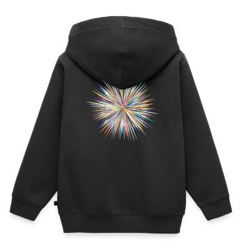Explosion - Kinder Premium Organic Hoodie - Schwarz - Hinten - AI Model Kid Male (0cm)
