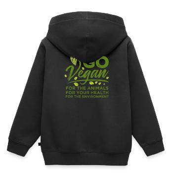 Vegan Shirt Protection Végétarienne Animal Protection - Sweat Premium à capuche enfant bio - noir - Dos - AI Model Kid Male (0cm)